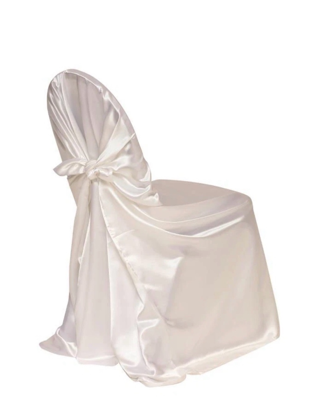 White Satin Self-Tie Chair Cover 57β x 46β Wedding Banquet Event Decor